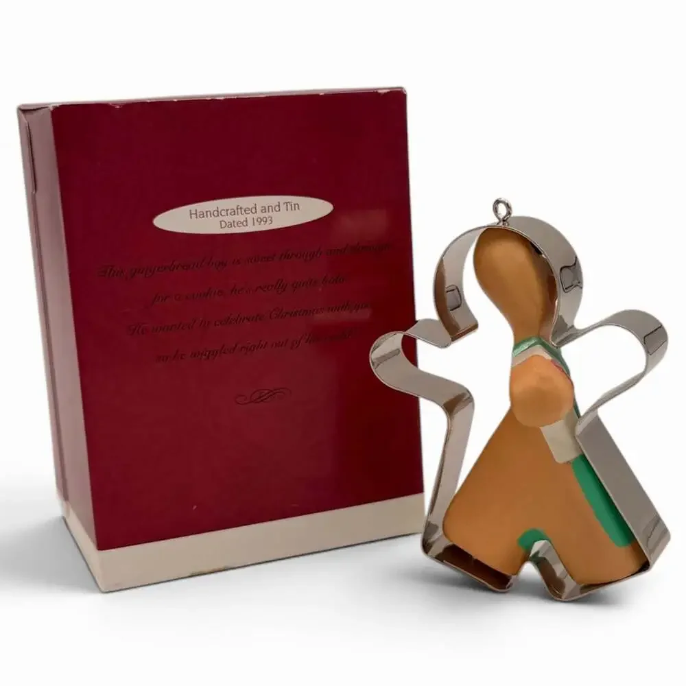 1993 Hallmark Keepsake Ornament Ready for Fun Gingerbread Boy Tin Cookie Cutter